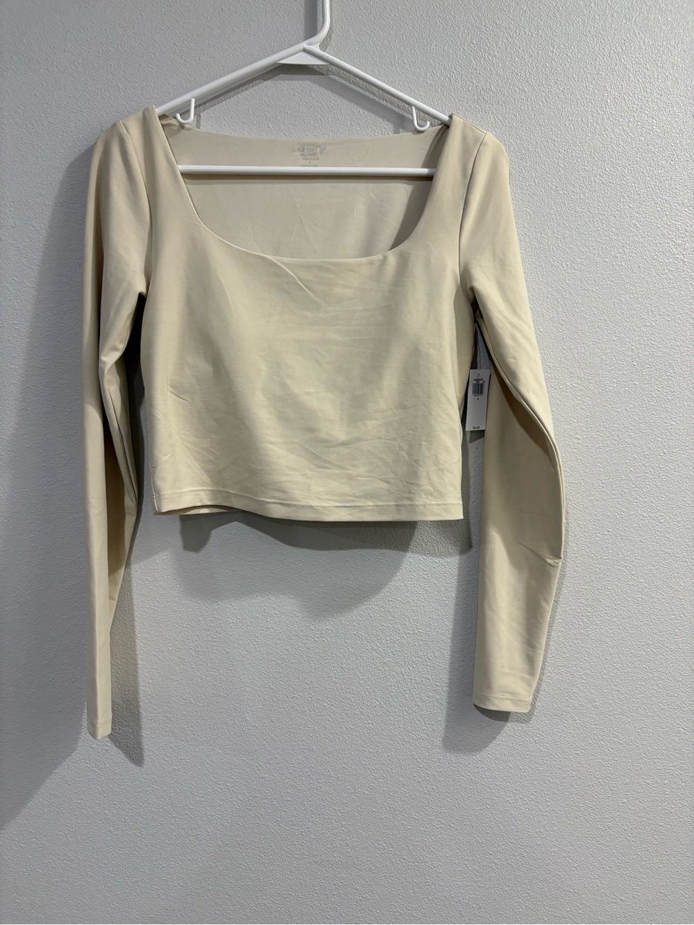 Old Navy Cream Square Neck Long-Sleeve Crop Top